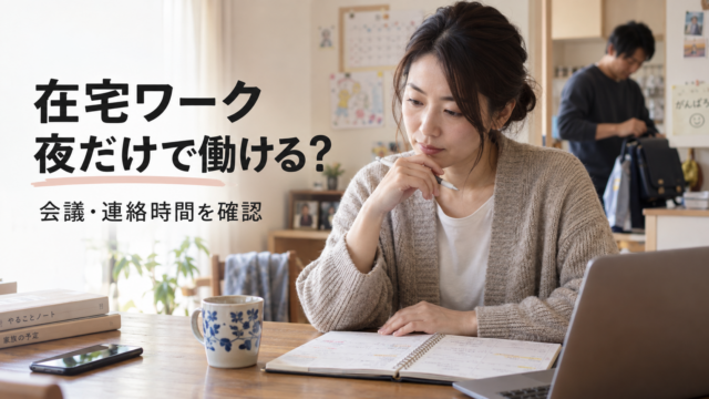 在宅ワークは夜だけで働ける？会議と連絡時間を予定表で確認する女性のイメージ