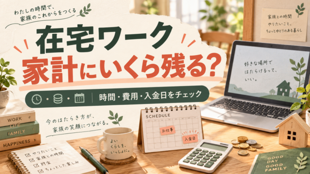 在宅ワークで家計にいくら残る？時間・費用・入金日を確認する机上のイメージ
