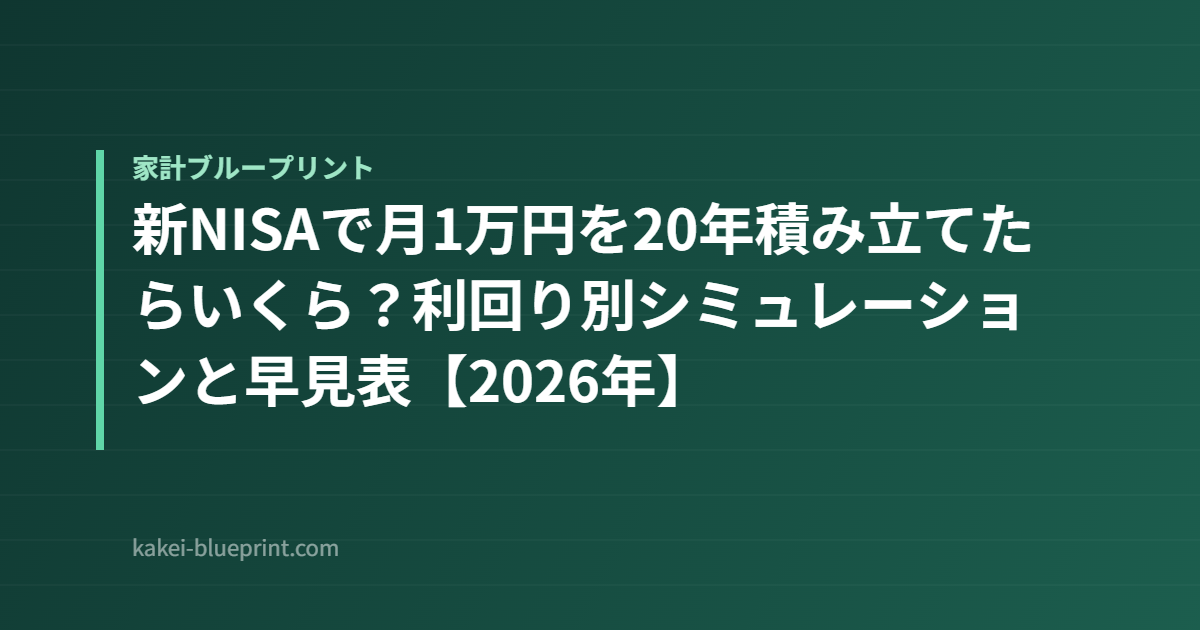 新NISAで月1万円を20年積み立てたらいくら？利回り別シミュレーションと早見表【2026年】