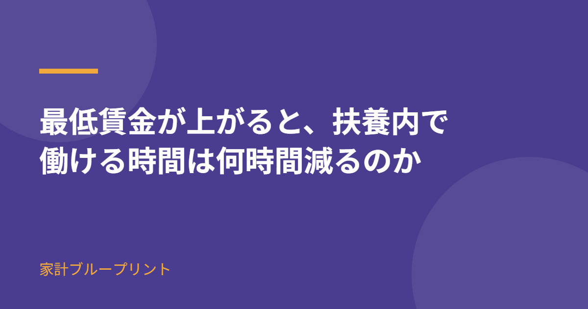 最低賃金が上がると扶養内で働ける時間は何時間減るのか