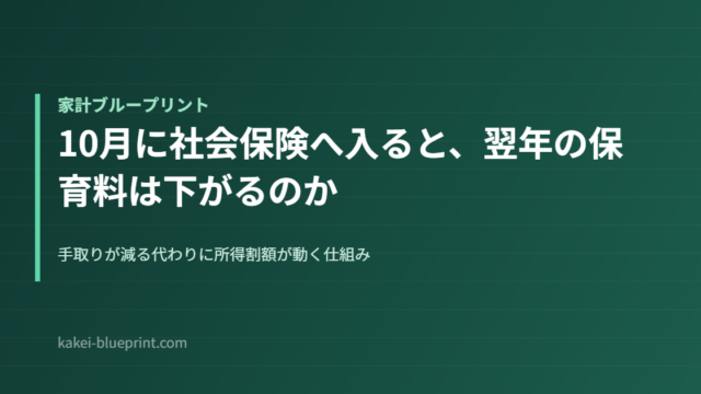 10月に社会保険へ入ると、翌年の保育料は下がるのか