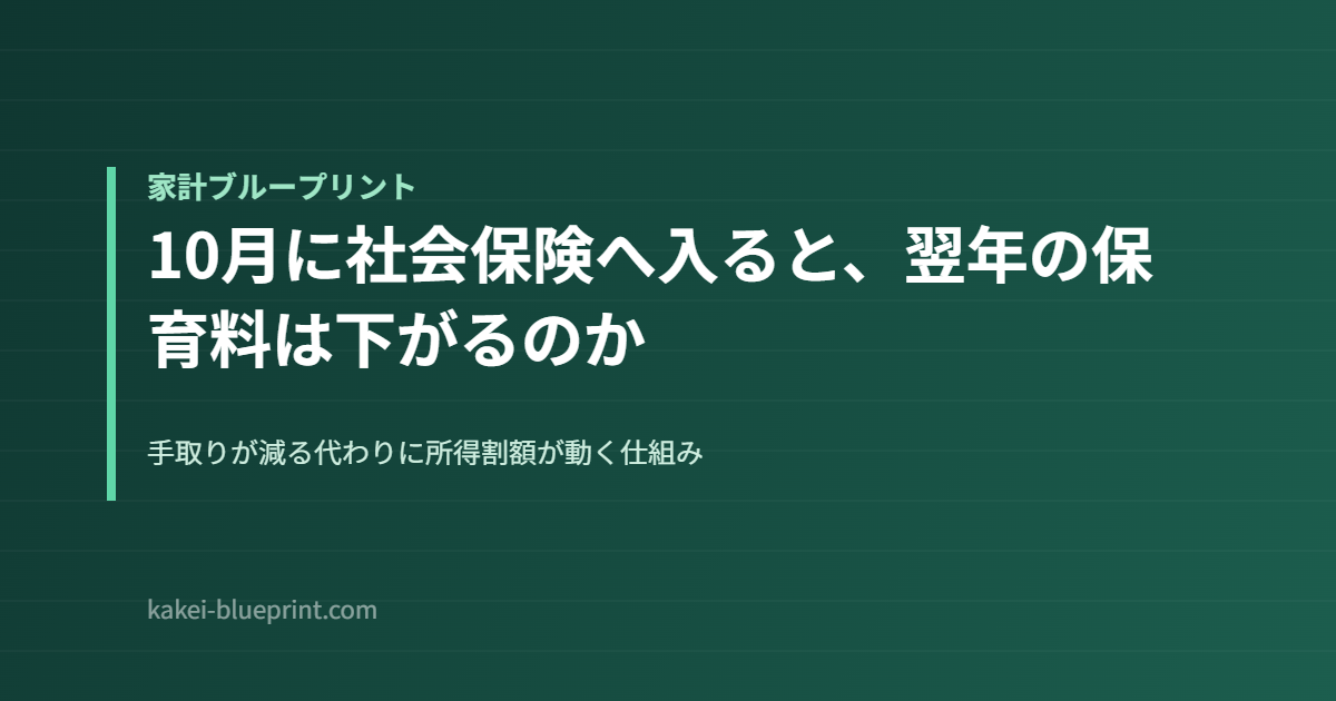 10月に社会保険へ入ると、翌年の保育料は下がるのか
